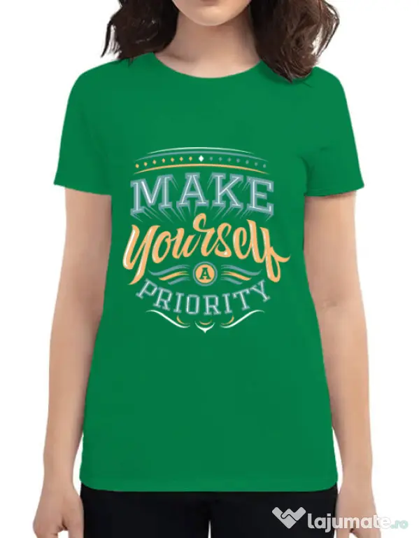 Tricou ADLER dama Make yourself a priority Verde mediu