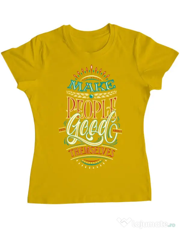 Tricou ADLER dama Make people feel good Galben