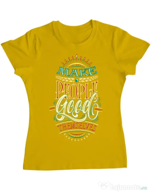 Tricou ADLER dama Make people feel good Galben