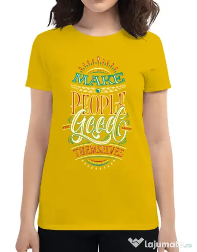 Tricou ADLER dama Make people feel good Galben