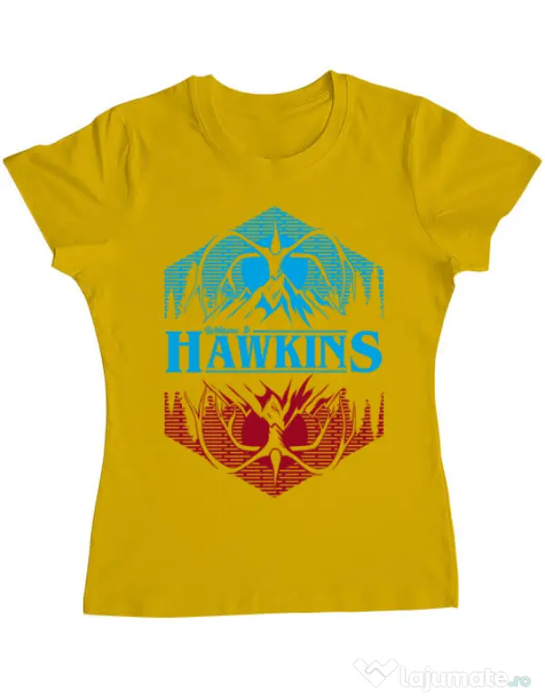 Tricou ADLER dama Welcome to Hawkins Galben