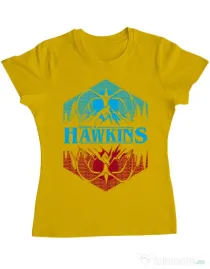 Tricou ADLER dama Welcome to Hawkins Galben