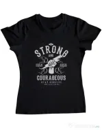 Tricou ADLER dama Be Strong and Courageous Negru