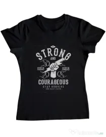 Tricou ADLER dama Be Strong and Courageous Negru