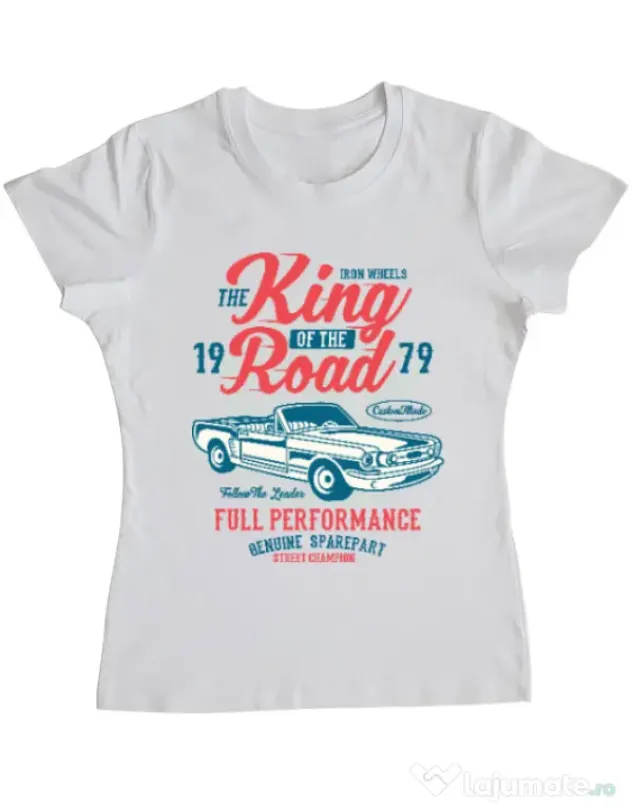 Tricou ADLER dama King Of The Road Alb