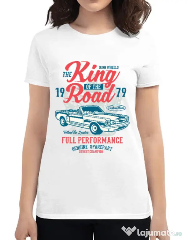 Tricou ADLER dama King Of The Road Alb