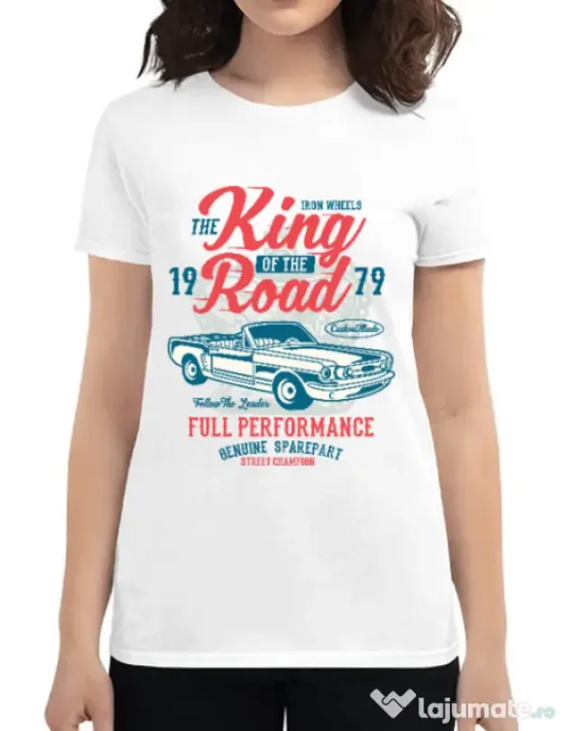 Tricou ADLER dama King Of The Road Alb
