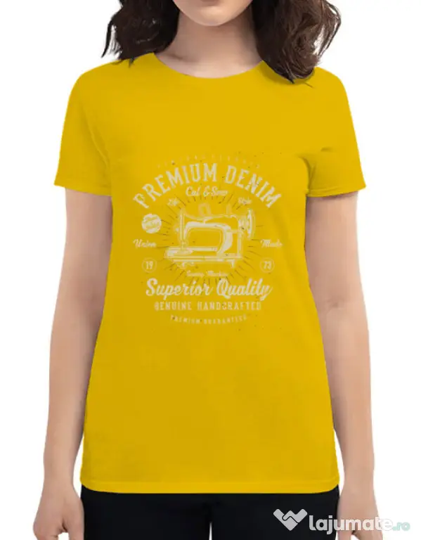 Tricou ADLER dama Premium Denim Galben