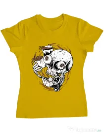 Tricou ADLER dama Coffee Addict Galben