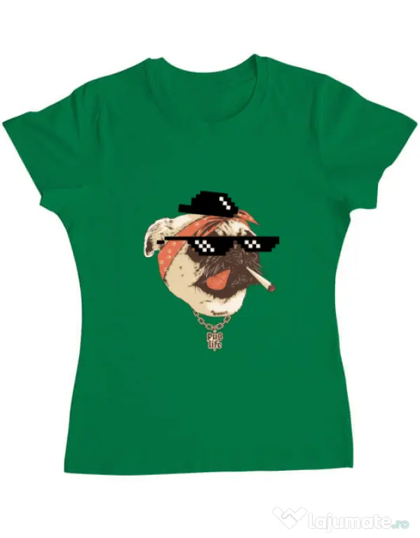 Tricou ADLER dama Pug Life Verde mediu