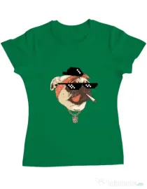 Tricou ADLER dama Pug Life Verde mediu