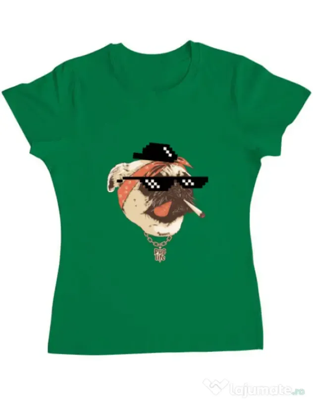Tricou ADLER dama Pug Life Verde mediu