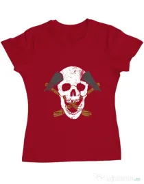 Tricou ADLER dama Skull Axe Rosu