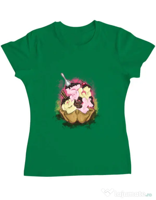 Tricou ADLER dama sweet ice cream lettering Verde mediu