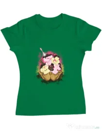 Tricou ADLER dama sweet ice cream lettering Verde mediu