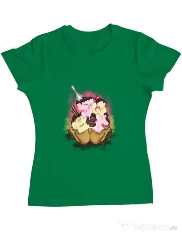 Tricou ADLER dama sweet ice cream lettering Verde mediu