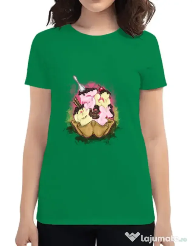 Tricou ADLER dama sweet ice cream lettering Verde mediu