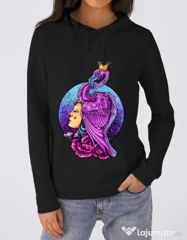Hoodie dama cu gluga Queen Negru