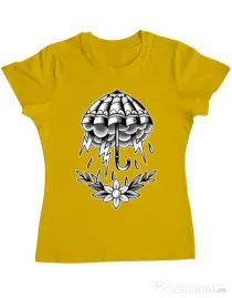 Tricou ADLER dama Umbrella Tattoo Galben