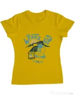 Tricou ADLER dama Wake up and drink a coffee Galben