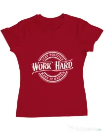 Tricou ADLER dama Work Hard Rosu