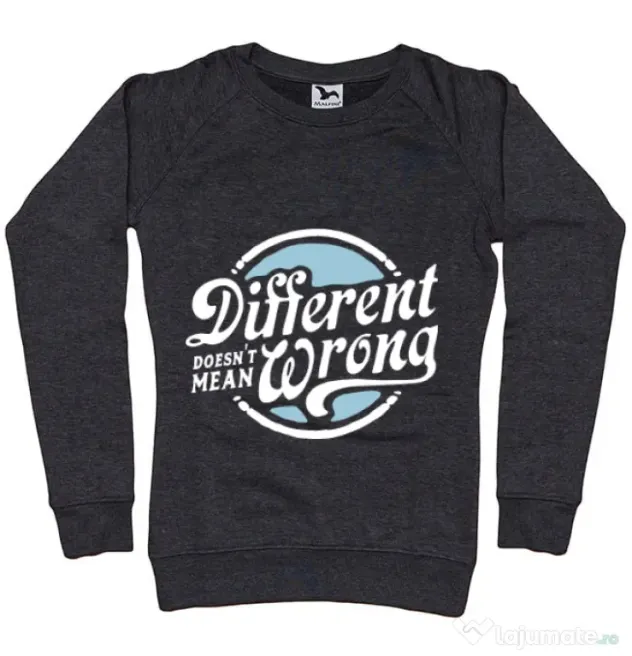 Bluza ADLER dama Different Doesnt Mean Wrong Negru melanj