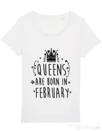 Tricou STANLEY STELLA dama Queens are born in February Alb