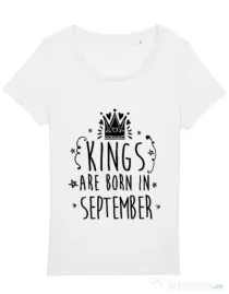 Tricou STANLEY STELLA dama Kings are born in September Alb