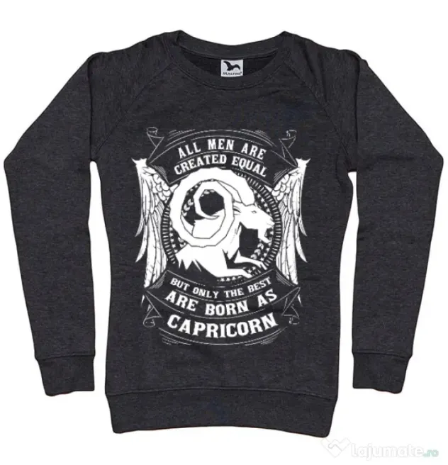 Bluza ADLER dama The best men are born as Capricorn Negru melanj