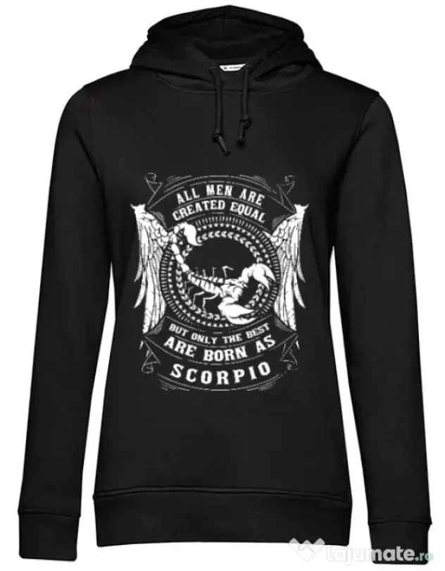 Hoodie dama cu gluga The best men are born as Scorpio Negru