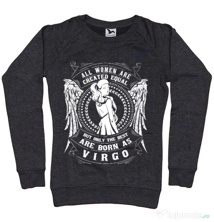 Bluza ADLER dama The best women are born as Virgo Negru melanj