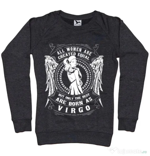 Bluza ADLER dama The best women are born as Virgo Negru melanj