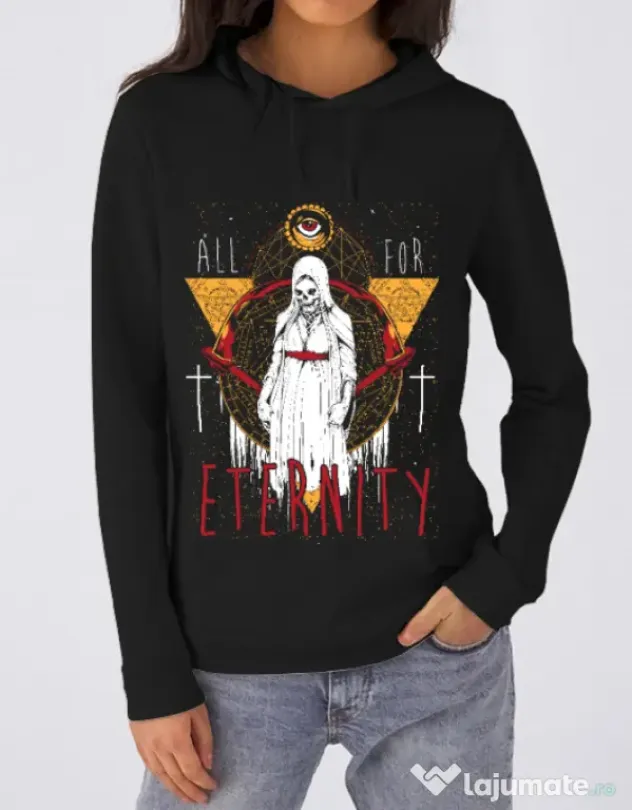 Hoodie dama cu gluga All for eterniry Negru