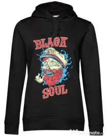 Hoodie dama cu gluga Black soul Negru