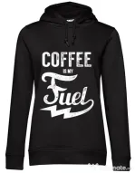 Hoodie dama cu gluga Coffee is my fuel Negru