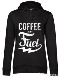 Hoodie dama cu gluga Coffee is my fuel Negru