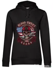 Hoodie dama cu gluga Blood sweat and gears Negru
