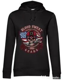 Hoodie dama cu gluga Blood sweat and gears Negru