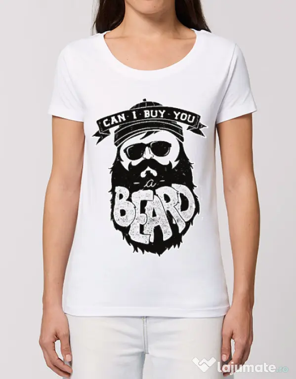 Tricou STANLEY STELLA dama Can i buy you a beard Alb