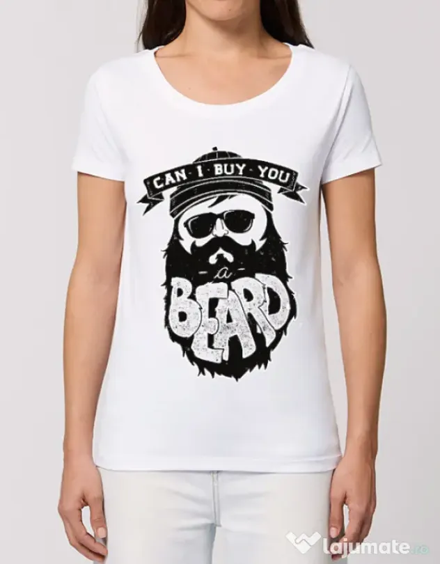 Tricou STANLEY STELLA dama Can i buy you a beard Alb