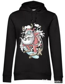 Hoodie dama cu gluga Skater Santa Negru