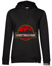 Hoodie dama cu gluga Christmas park Negru