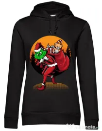 Hoodie dama cu gluga Grinch stole Christmas Negru