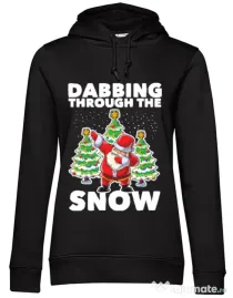 Hoodie dama cu gluga Dabbing Santa Negru