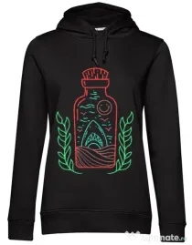 Hoodie dama cu gluga Shark in a bottle Negru