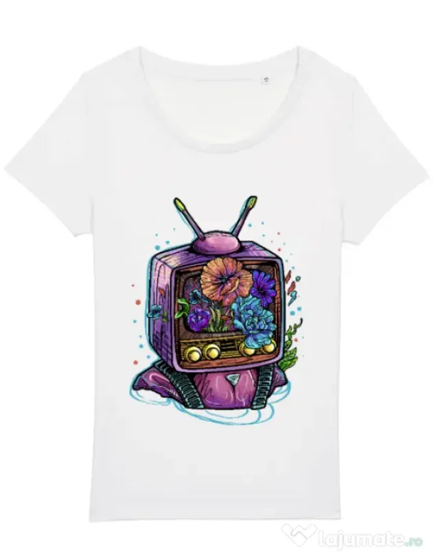 Tricou STANLEY STELLA dama Flower television Alb