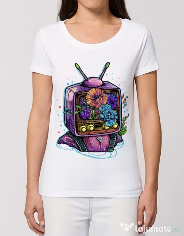 Tricou STANLEY STELLA dama Flower television Alb