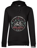 Hoodie dama cu gluga Don't worry bike happy Negru