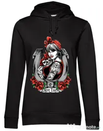 Hoodie dama cu gluga Lady luck Negru