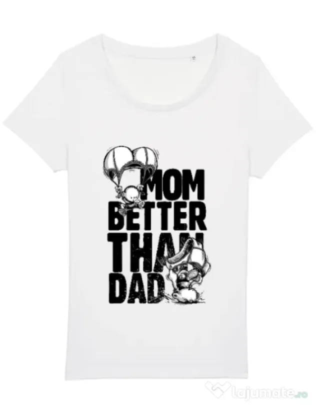 Tricou STANLEY STELLA dama Mom better than dad Alb